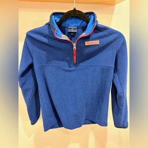 Youth Vineyard Vines Blue Fleece with Red Zipper